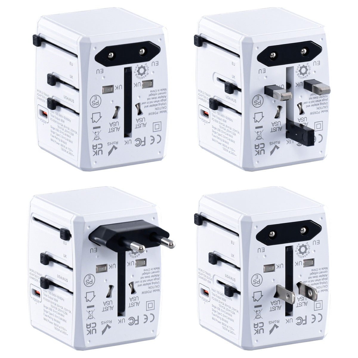 45W Universal Travel Adapter + USB Smart & Fast Charger – Multi Sockets & Plugs, Neon LED, PP7966