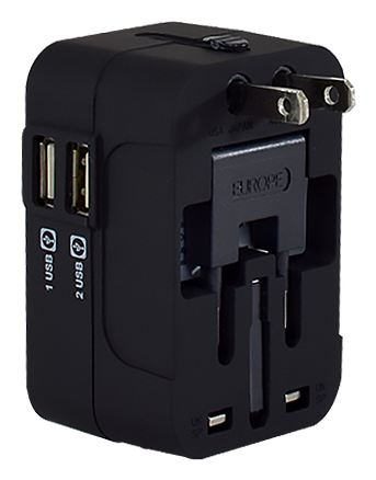 Universal Travel Adapter + USB Smart Charger – Multi Sockets & Plugs, Neon LED, PP7973