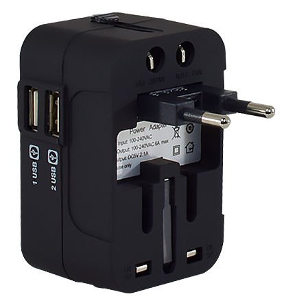 Universal Travel Adapter + USB Smart Charger – Multi Sockets & Plugs, Neon LED, PP7973