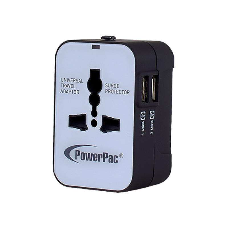 Universal Travel Adapter + USB Smart Charger – Multi Sockets & Plugs, Neon LED, PP7973