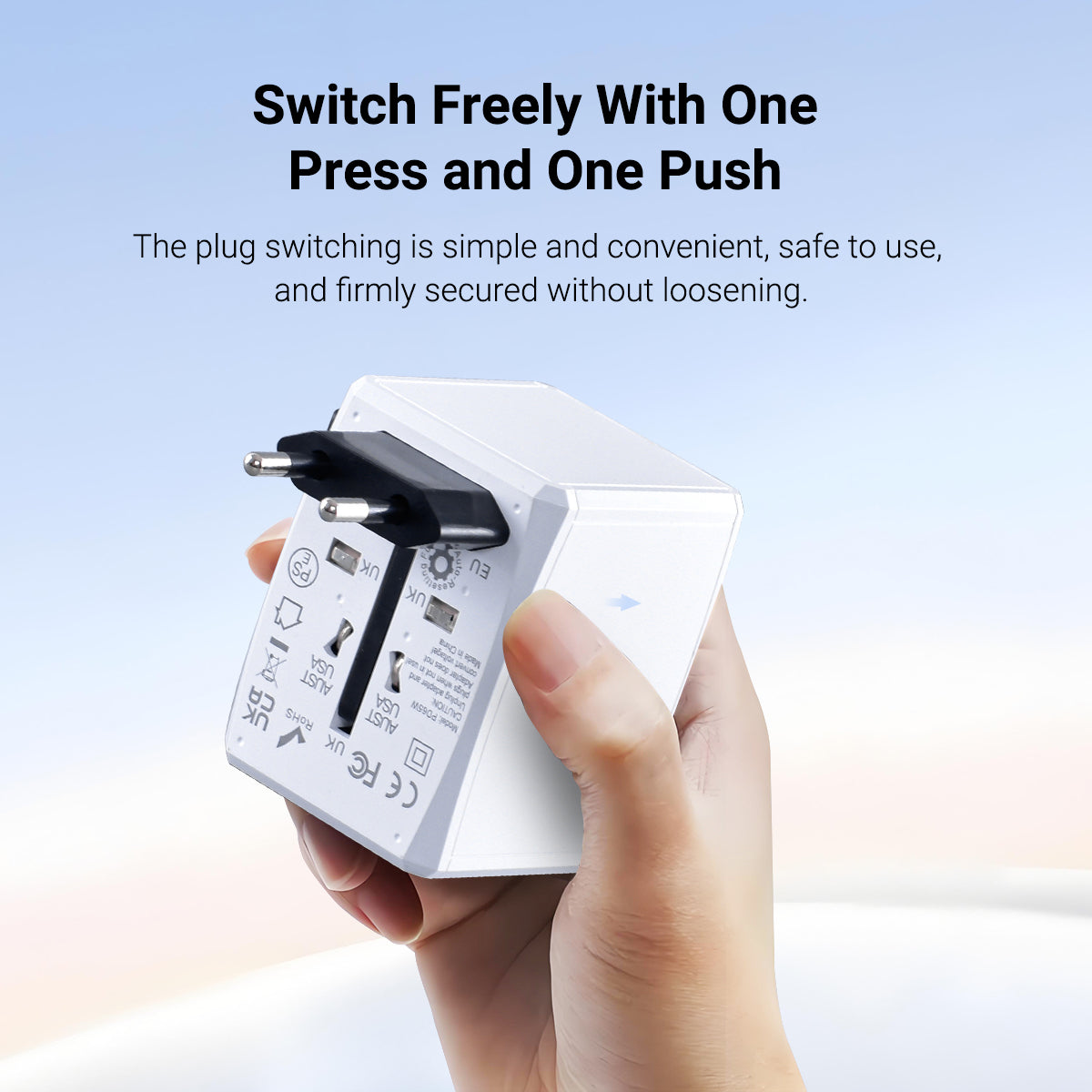 65W Universal Travel Adapter + USB Smart & Fast Charger – Multi Sockets & Plugs, Neon LED, PP7977