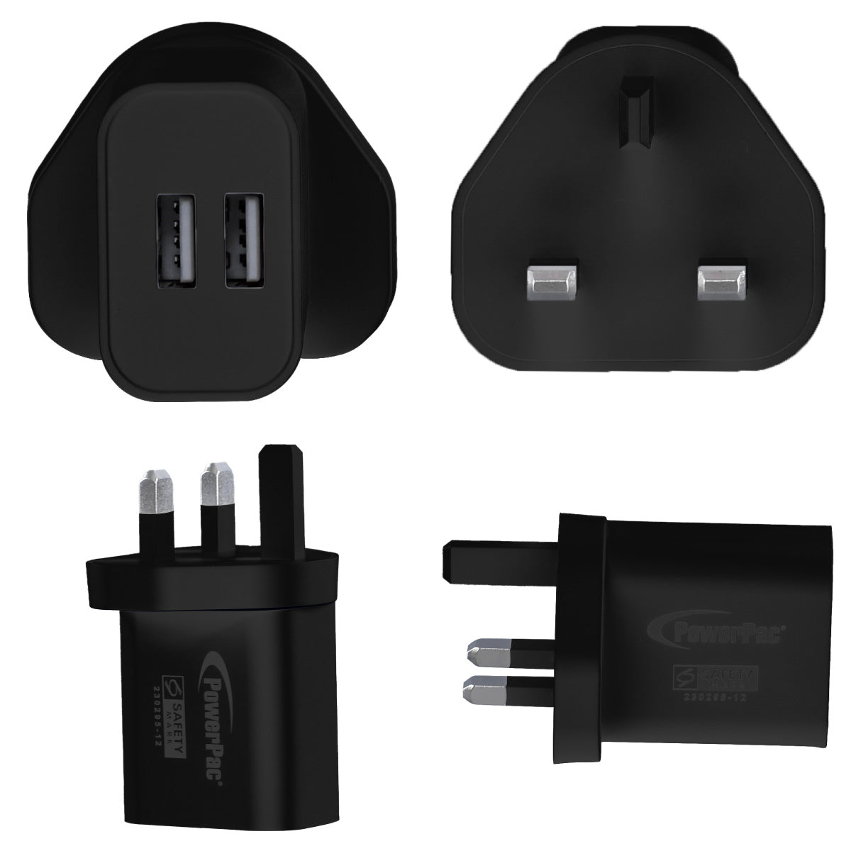 USB Smart Charger - 2 USB-A, Dual Voltage 100-240 AC, 17W, PP7985BK