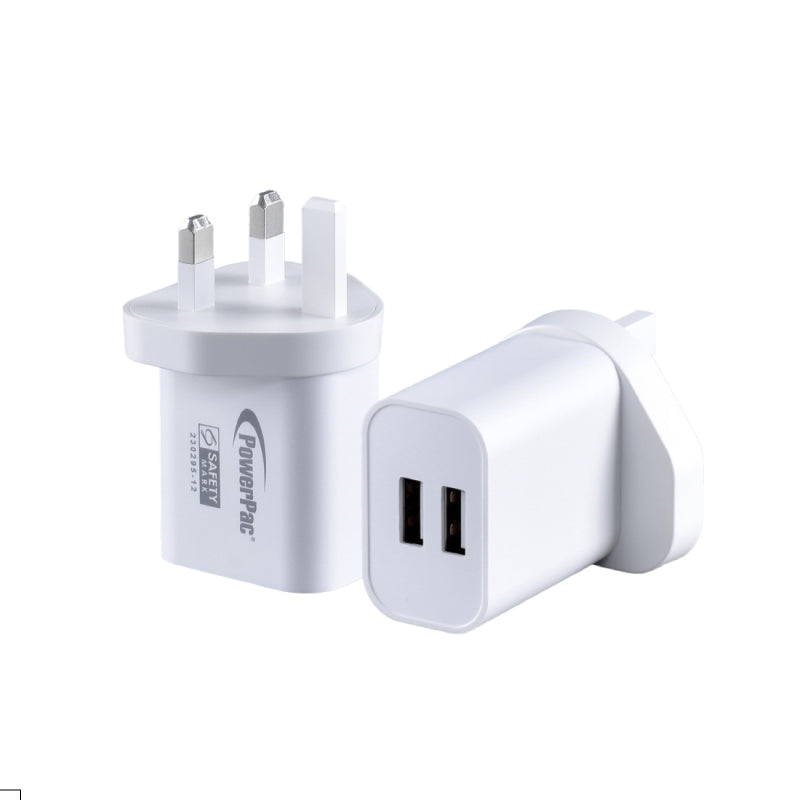 USB Smart Charger - 2 USB-A, Dual Voltage 100-240 AC, 17W, PP7985WH