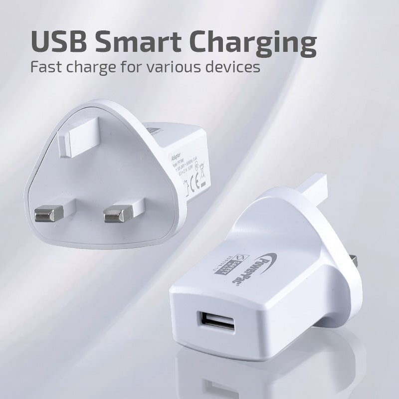 USB Smart Charger - USB-A, Dual Voltage 100-240 AC, 12W, PP7986ABK