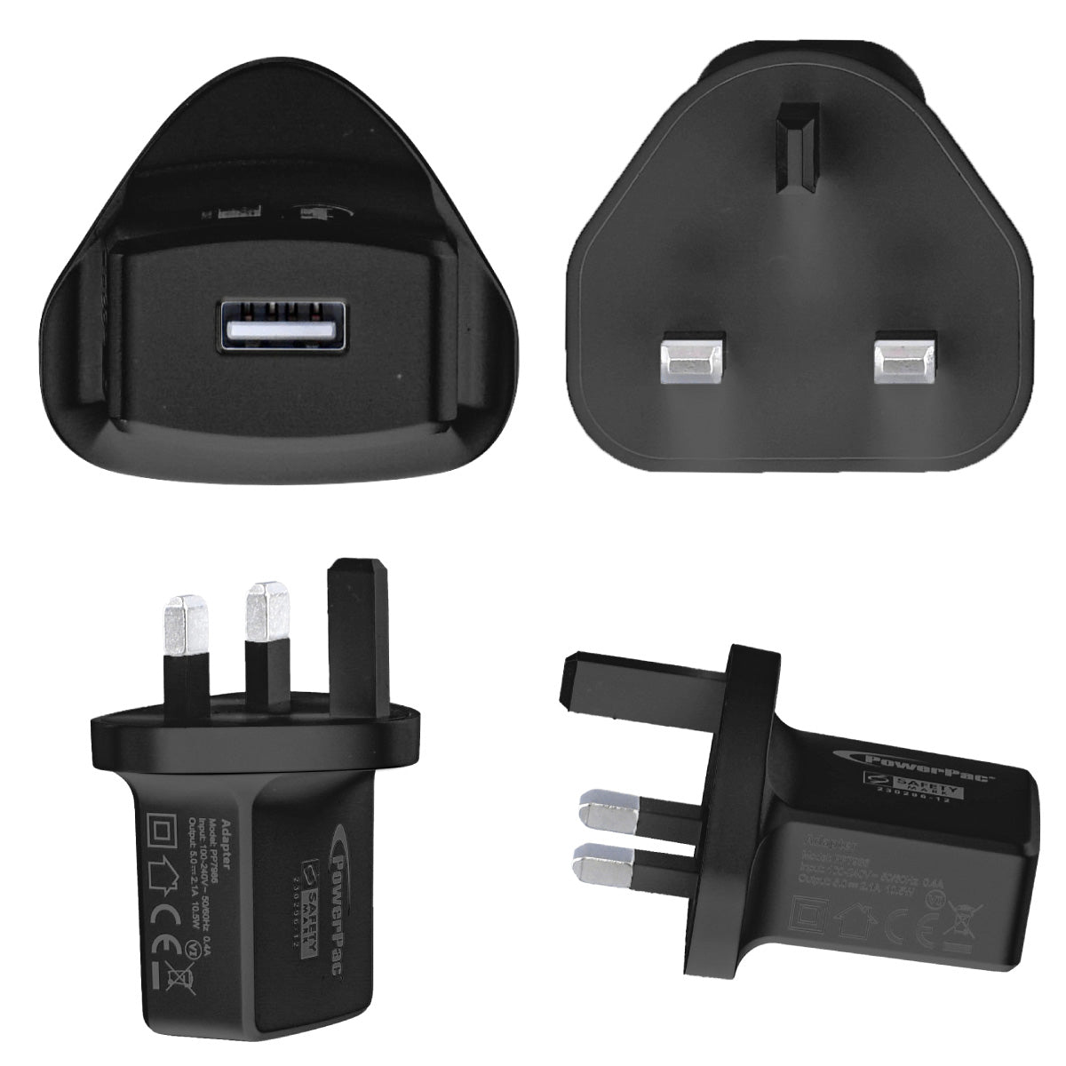 10.5W Charger Fast Charge QC3.0, PD 3.0 USB Smart Charger, TYPE A (PP7986) Black