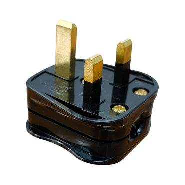 2x 13A 3-Pin Plug – Type G Plug, Fast Blow Fuse, Cable Grip & Wiring Diagram, solid brass pins, normal use, PP8001BK