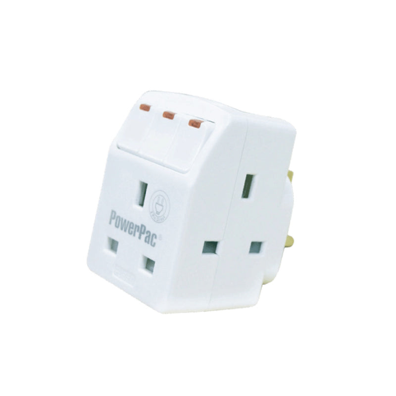 Adapter with 3-Pin Plug – 3-Way 3-Pin Sockets with Individual Switches, Neon LED, PP8733