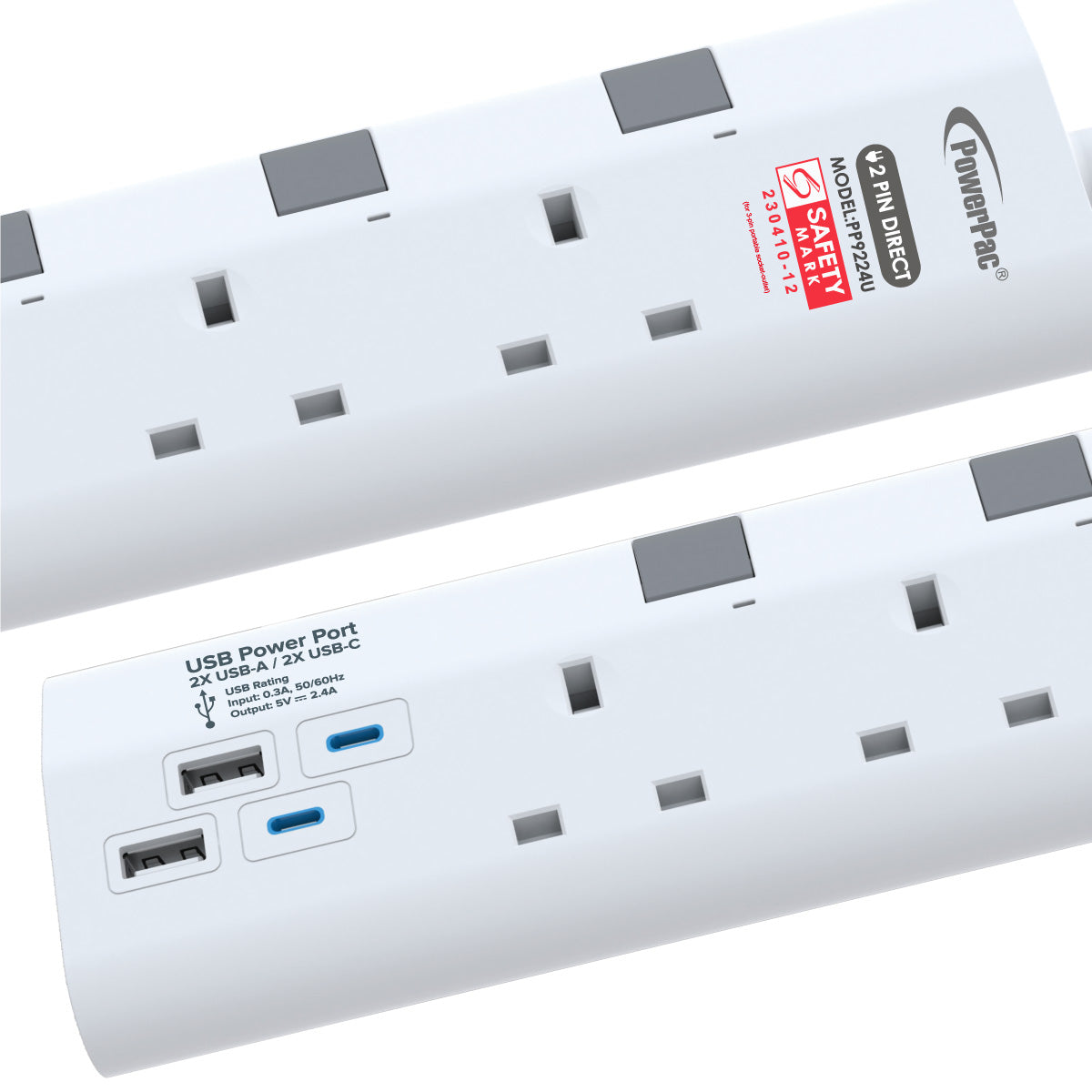 Extension Socket Extension Cord, Power Cord 4 way 3 meter with 2xUSB-A & 2xUSB-C Charger (PP9224U)