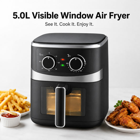 PowerPac Air Fryer 5.0L, Hot Air Flow, Heating Indicator Lights | Monitoring (PPAF656A)