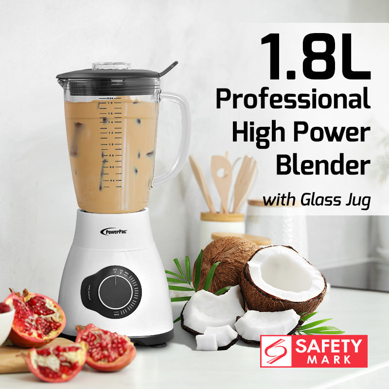Professional High Power Blender, Bubble Tea Blender, Commercial Blender with Glass Jug 1200W (PPBL800)