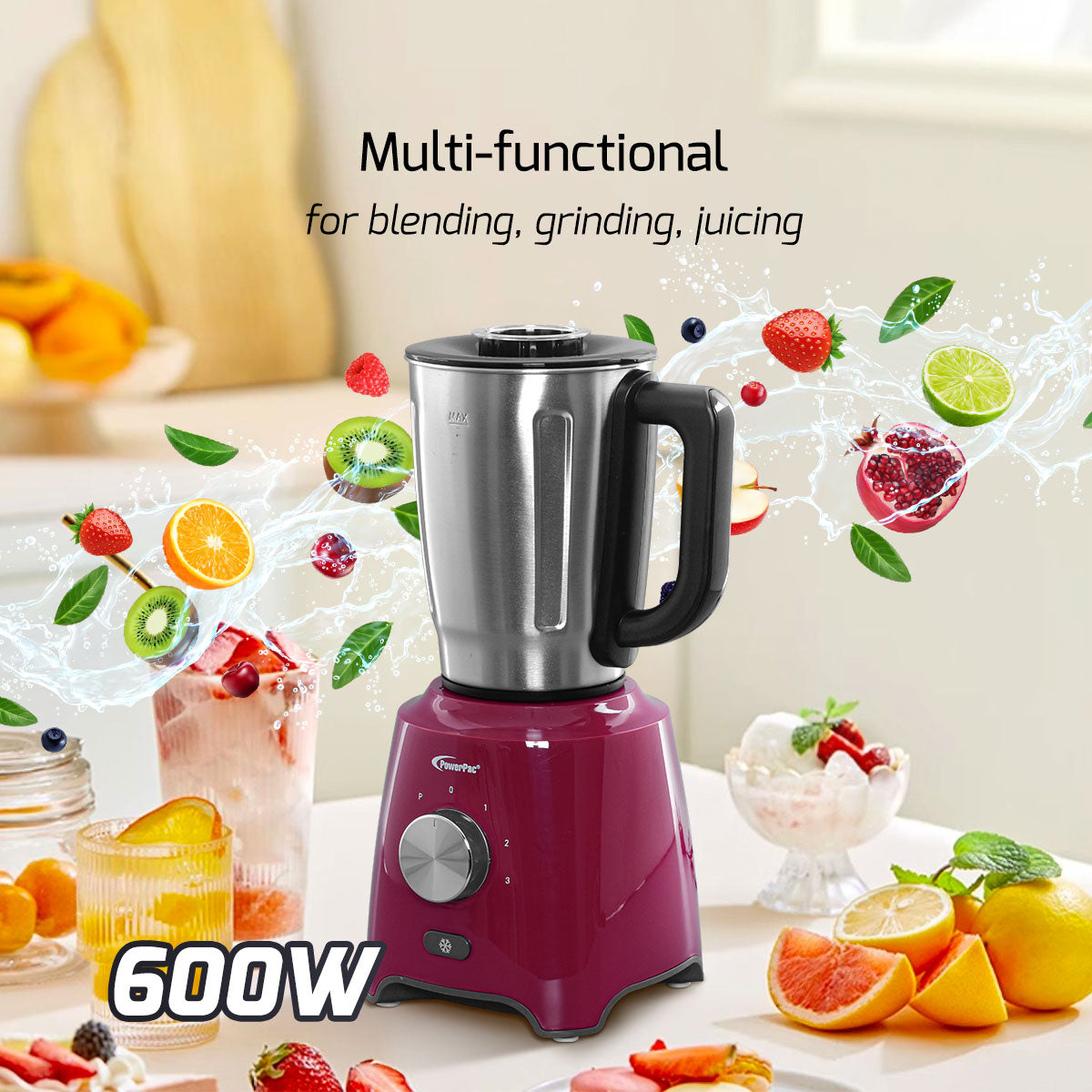 High Power Blender, 3 IN 1 Multi-functional Stainless Steel Blender with Dry Mill, Mincer Filter (PPBL906)