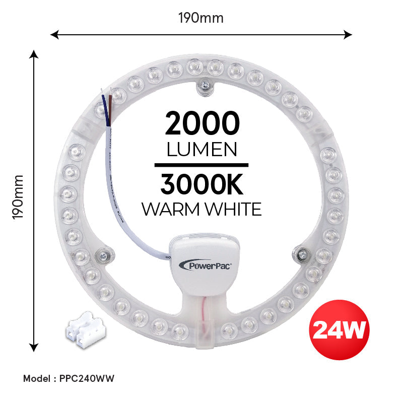 LED Ceiling Lamp, Round Light, Circular Tube 24 Watts Warm white (PPC240WW)