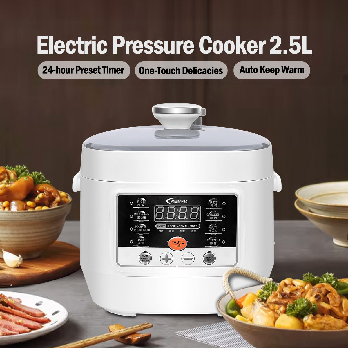 2.5L Electric Pressure Cooker, 7 Safety Features & Multi Preset Functions (PPC295)