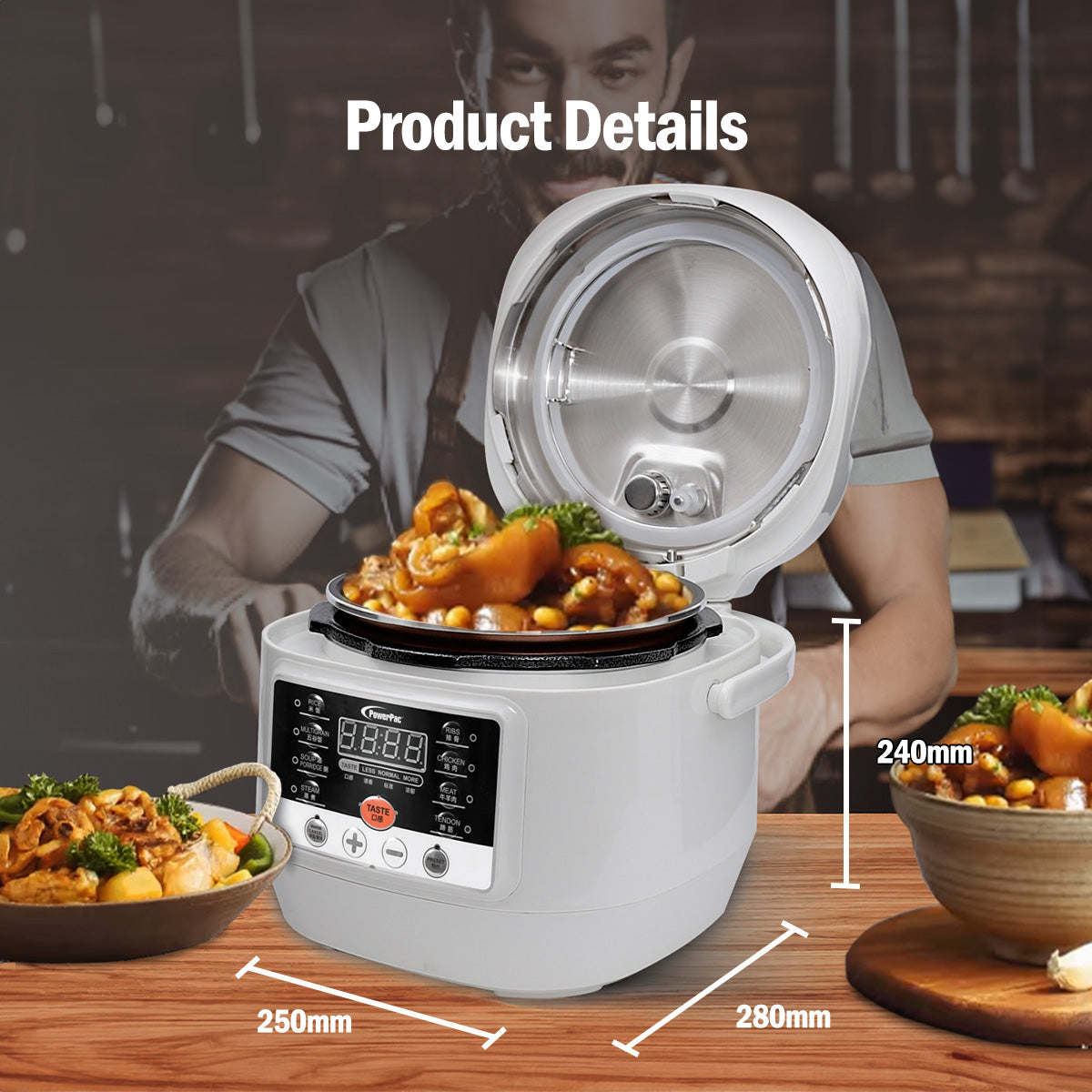 2.5L Electric Pressure Cooker, 7 Safety Features & Multi Preset Functions (PPC295)