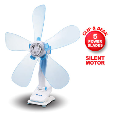 6" Clip/Table/Wall Fan – 5 Flexible Blades, Strong Airflow, Adjustable Tilt, PPC603A