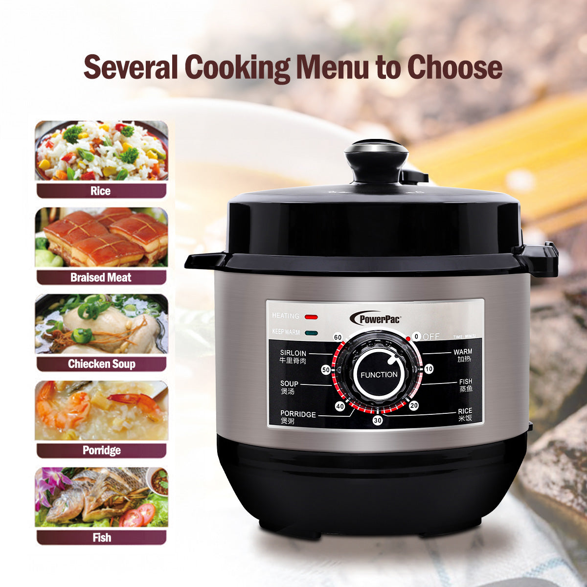 6.0L Electric Pressure Cooker, 7 Safety Features & Multi Preset Functions (PPC622)