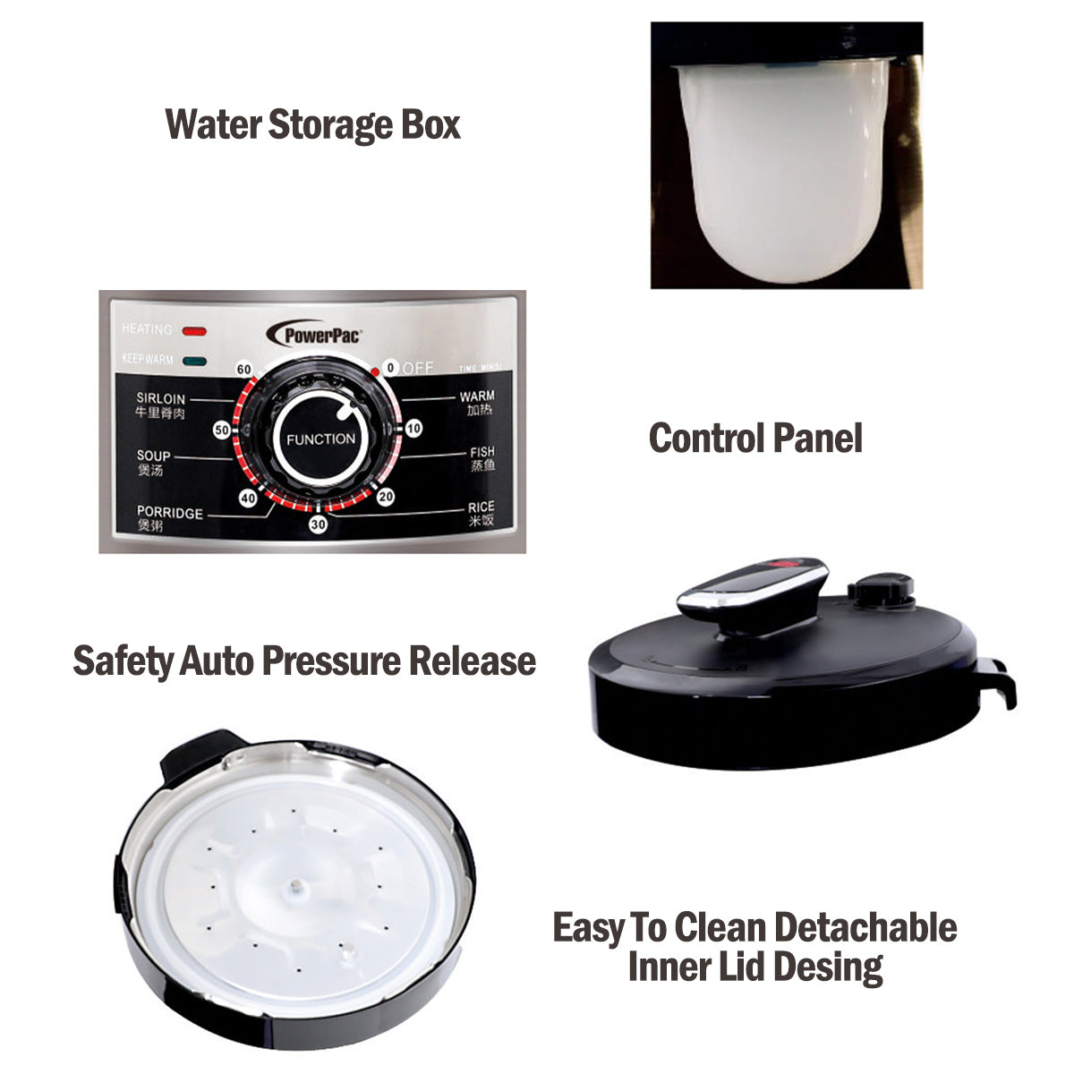 6.0L Electric Pressure Cooker, 7 Safety Features & Multi Preset Functions (PPC622)
