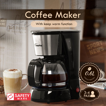 0.6L Coffee Maker with Thermostatic Panel and Washable Filter (PPCM301A)