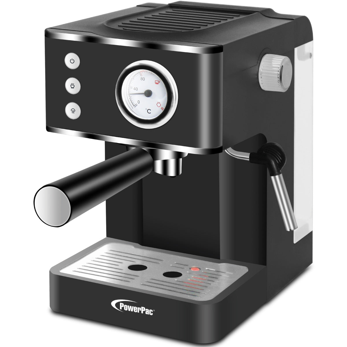1.2L Coffee Maker High Pressure Water Tank, Coffee Machine Espresso Coffee Machine with Milk Frothing (PPCM331) Black