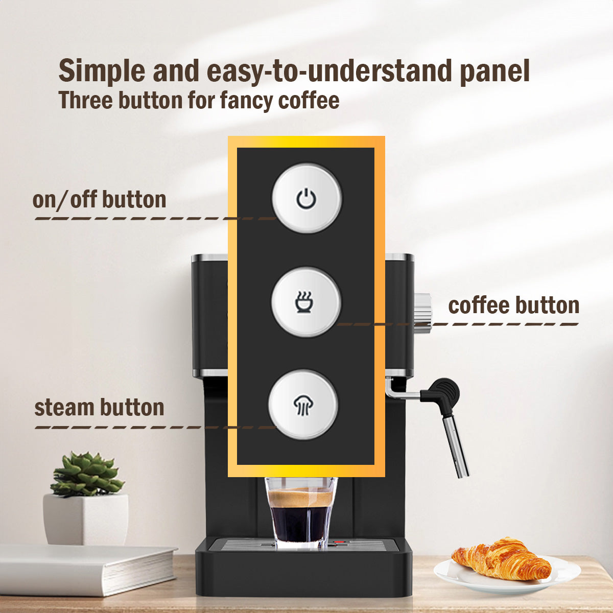 1.2L Coffee Maker High Pressure Water Tank, Coffee Machine Espresso Coffee Machine with Milk Frothing (PPCM331) White