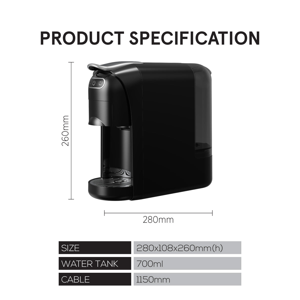 3 in 1 Capsule Coffee Machine Fully automatic small home, Portable Capsule Coffee Maker 20 Bar (PPCM332)