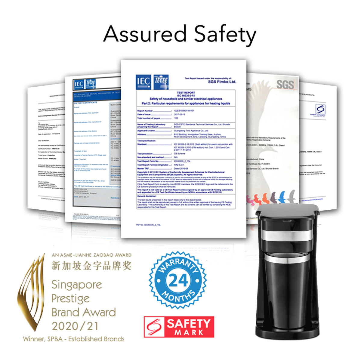 Coffee Machine with Mug 420 ml & Aroma Lid Coffee Machine with mesh filter & filter basket (PPCM361)