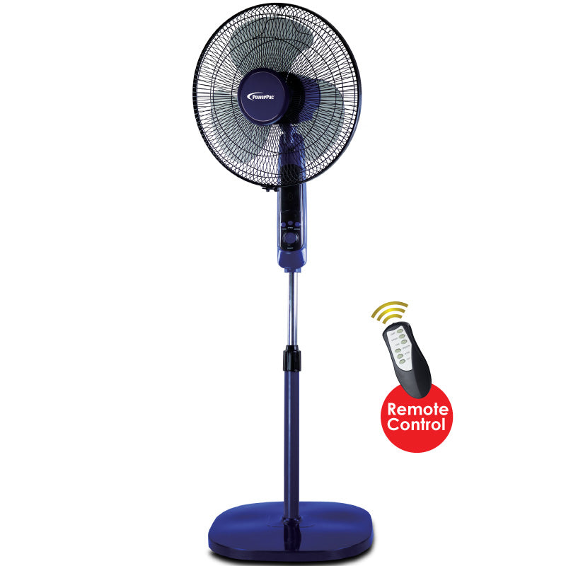 16" Stand Fan with Remote Control– 3 Speeds, Oscillation, Adjustable Height, Timer, PPFS300R