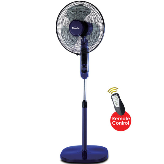 16" Stand Fan – Remote Control, Adjustable Tilt & Height, Oscillation, Timer, Durable, Energy-efficient, 3-Speed, purple & black, PPFS300R