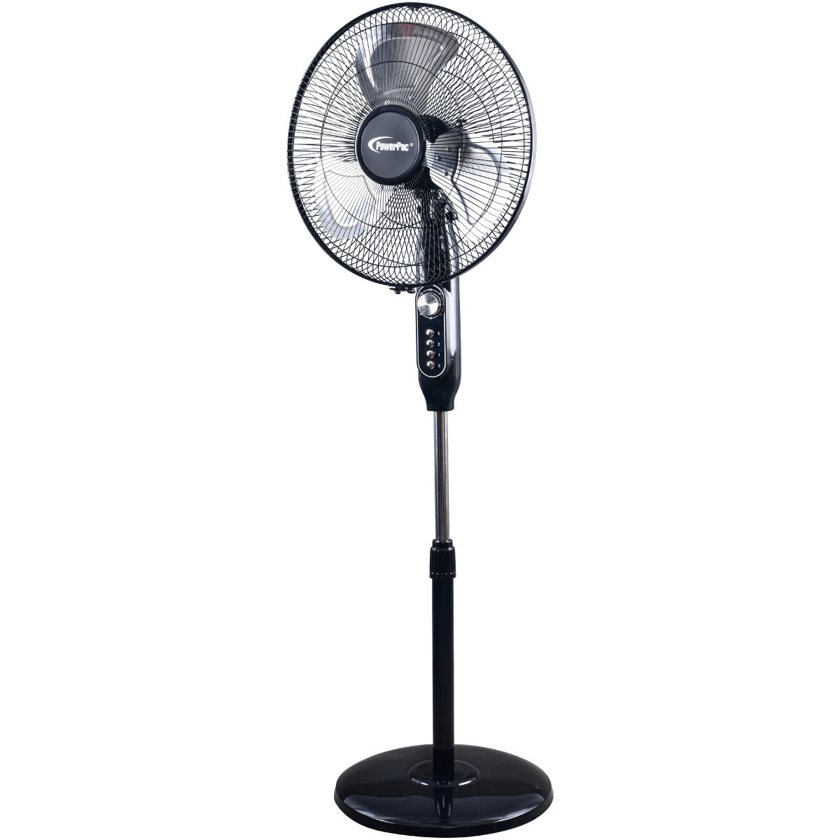 16" Stand Fan – Metal Blades, Powerful Airflow, Adjustable Tilt & Height, Oscillation, Timer, 3-Speed, black, PPFS616