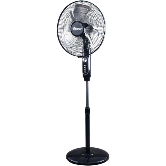 16" Stand Fan – Metal Blades, Powerful Airflow, Adjustable Tilt & Height, Oscillation, Timer, 3-Speed, black, PPFS616