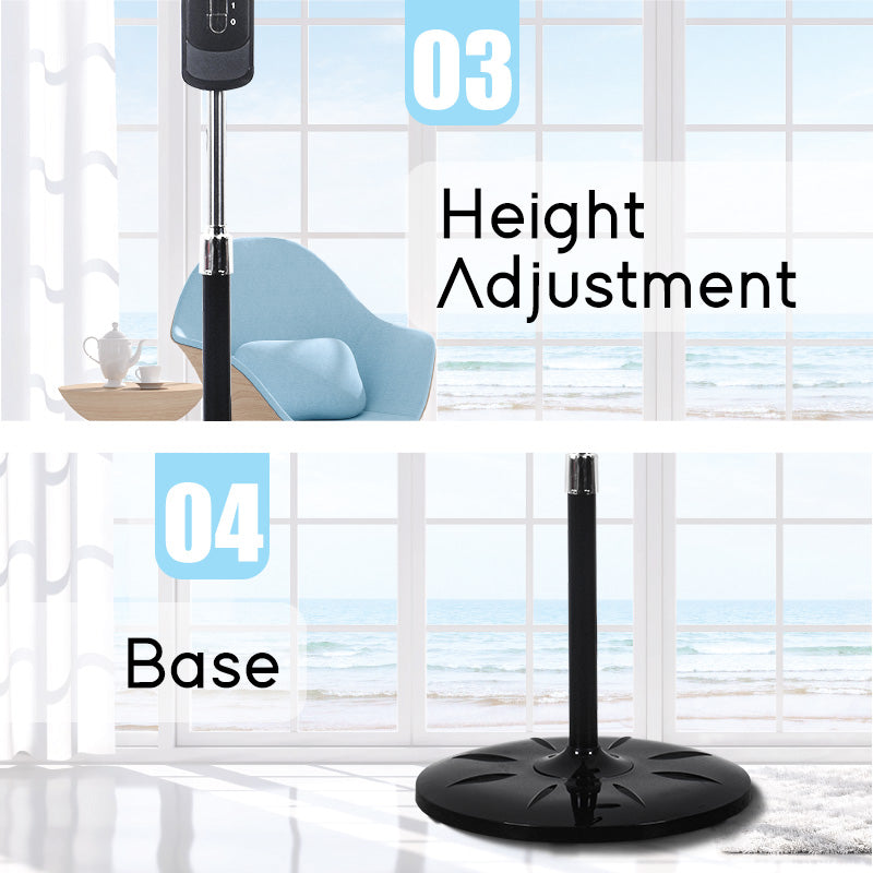18" Stand Fan – Metal Blades, Powerful Airflow, Adjustable Tilt & Height, Oscillation, Timer, 3-Speed, black, PPFS818
