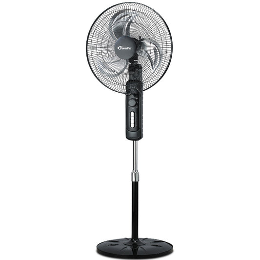 18" Stand Fan – Metal Blades, Powerful Airflow, Adjustable Tilt & Height, Oscillation, Timer, 3-Speed, black, PPFS818