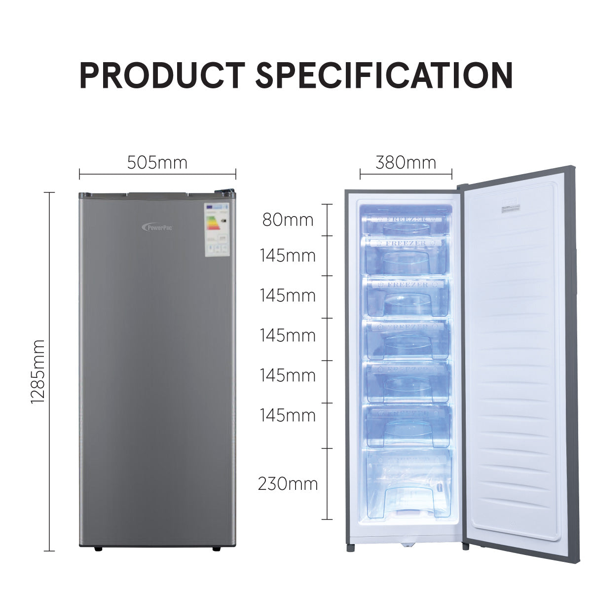 160L Chest Freezer, Upright freezer, Freestanding Freezer 160L (PPFZ160)