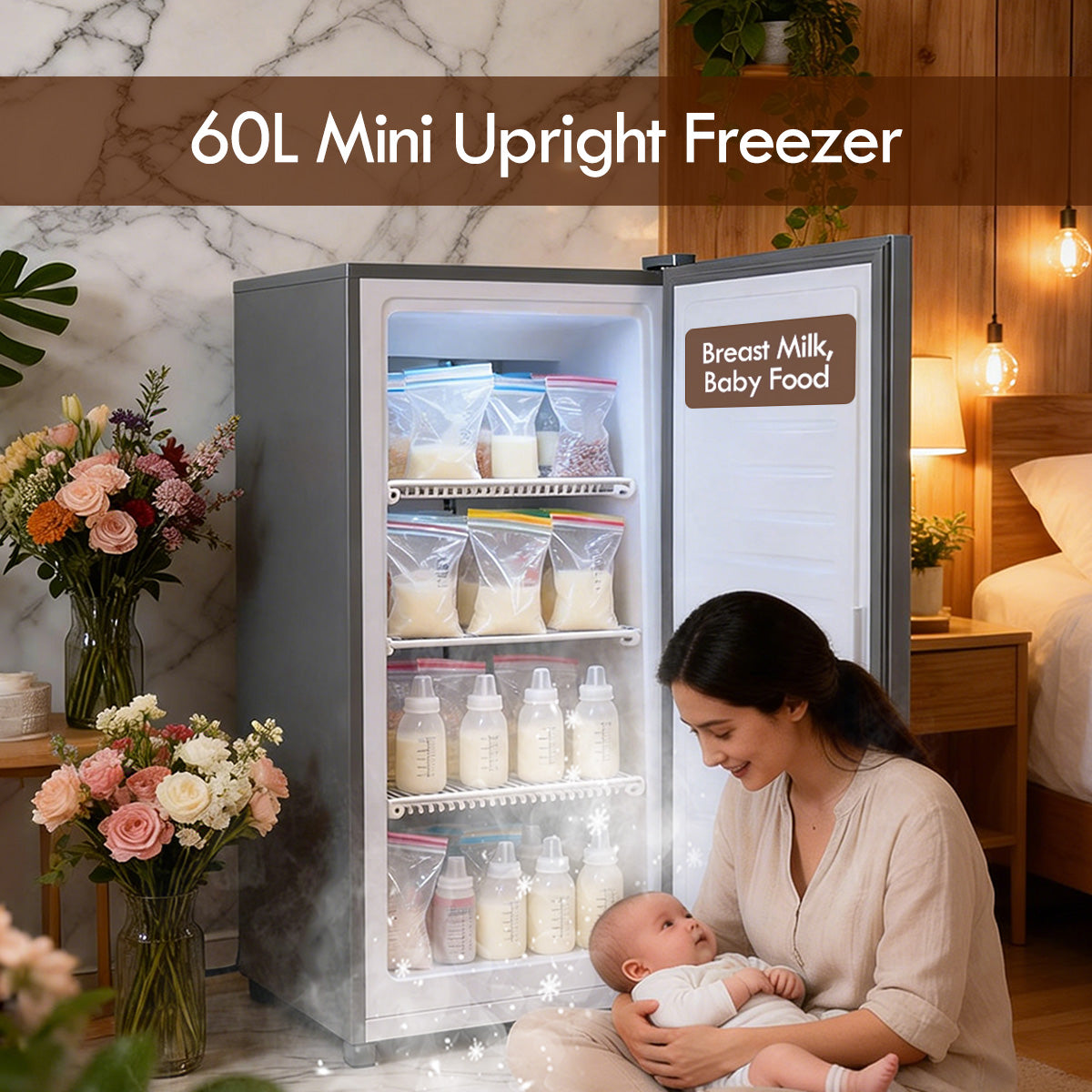 Chest freezer, Mini freezer, Hygienic, Freezer for Breast Milk 60L
