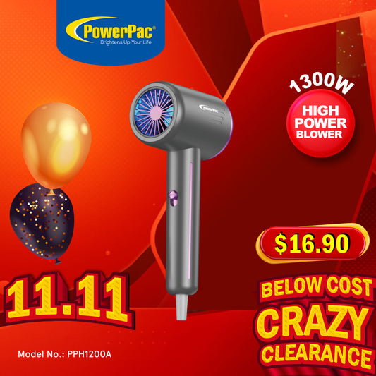 High Speed Hair Dryer, Foldable Hair Dryer, 1300W (PPH1200A) Grey