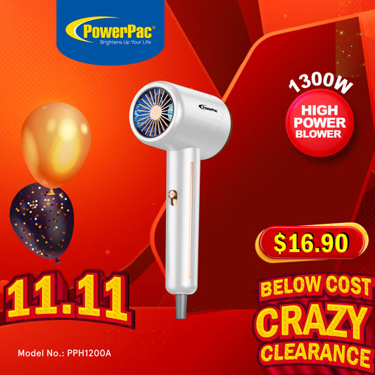 High Speed Hair Dryer, Foldable Hair Dryer, 1300W (PPH1200A) White