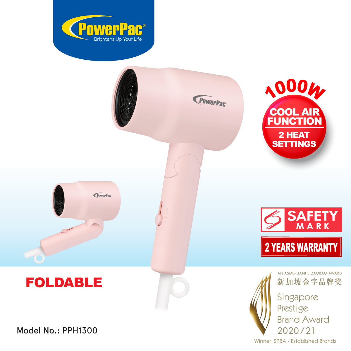 Travel Hair Dryer, Foldable Hair Dryer, 800W (PPH1300)