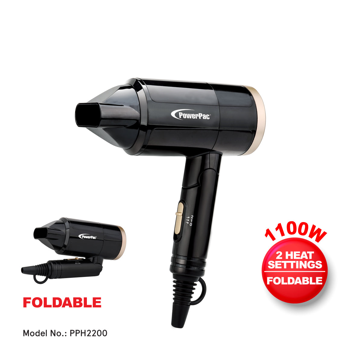 Hair Dryer, Travel Hair Dryer, Foldable Hari Dryer (PPH2200)