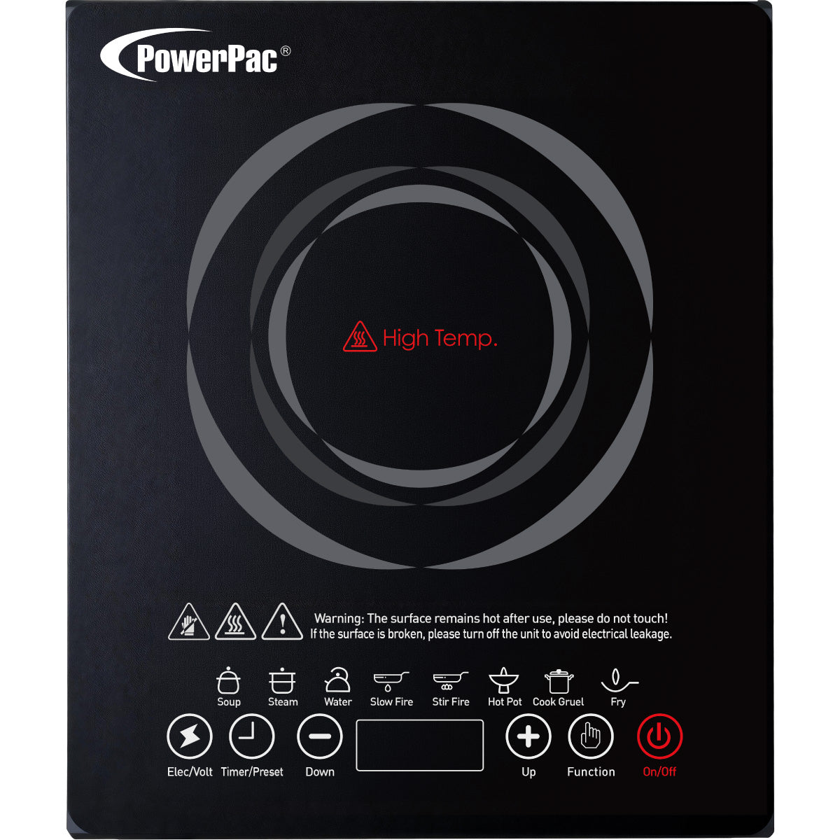 PowerPac Steamboat Induction Cooker, 10 Preset Functions, 1800W (PPIC888ANP)