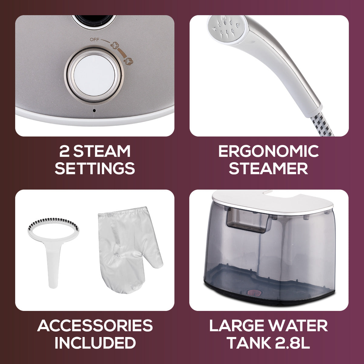 Garment Steamer With 2 Heat Selector 2.8L Water Tank (PPIN619A)