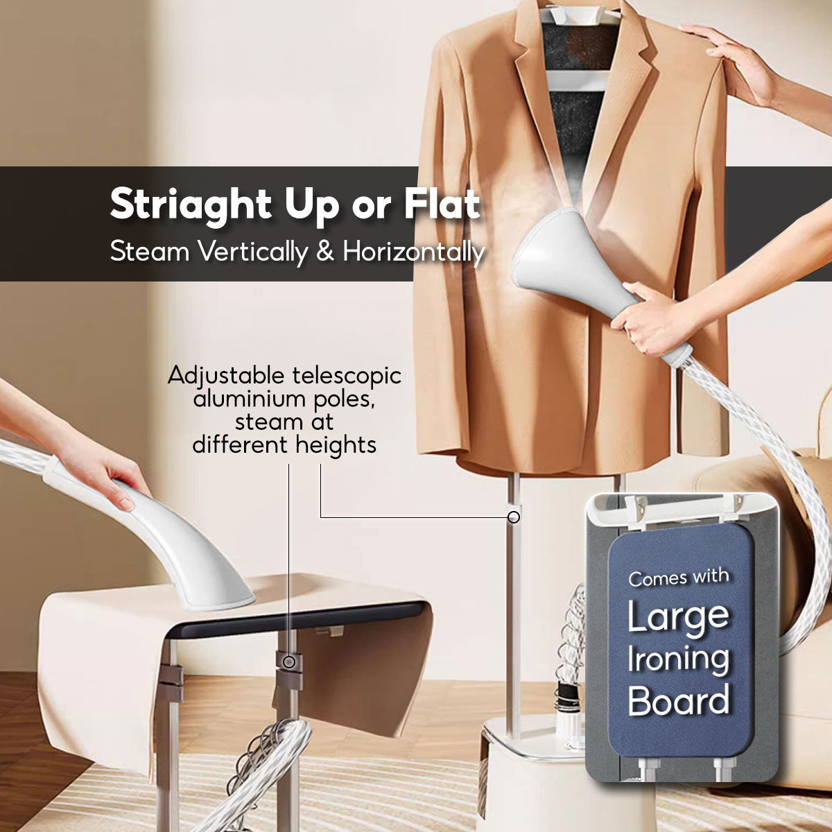 Garment Steamer With 2 Heat Selector 2.7L Water Tank (PPIN655)