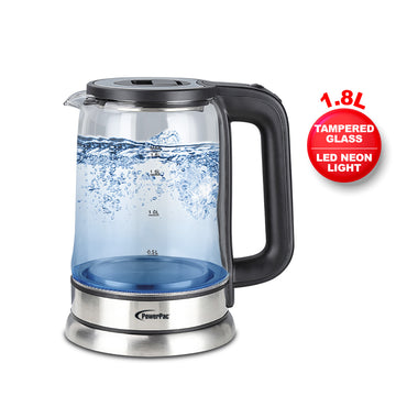 Cordless Kettle Jug 1.8L Tempered Glass Jug, Electric Kettle (PPJ2004B)