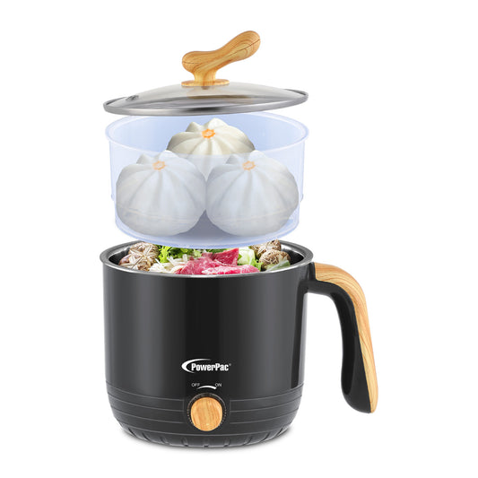1.2L Stainless Steel Multi Cooker, Steamboat, Steamer (PPJ2012) Black