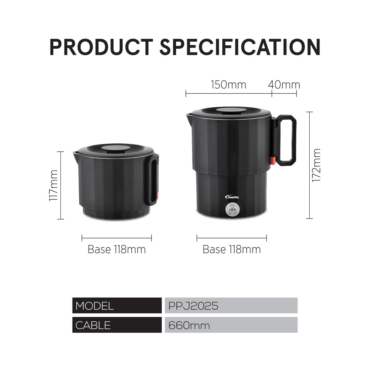 Travel Jug, Universal Kettle Jug, Travel Jug, Stainless Steel Multi Cooker, Foldable Jug, Kettle Jug (PPJ2025)