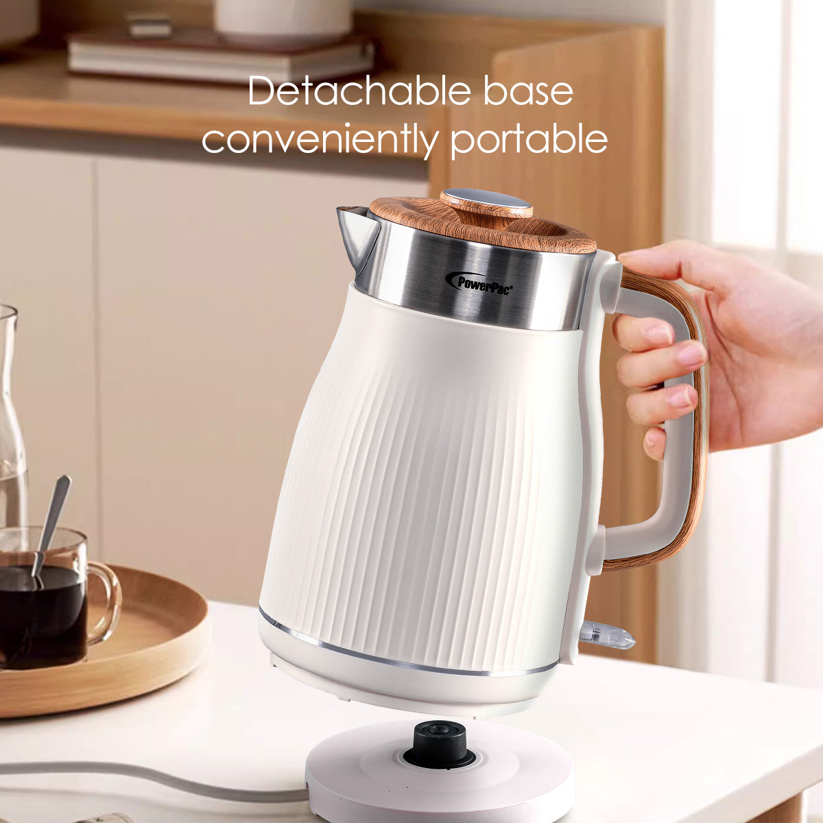 Cordless Kettle Jug, Electric Kettle Jug 1.8L Cool Touch Insulation (PPJ2030)White