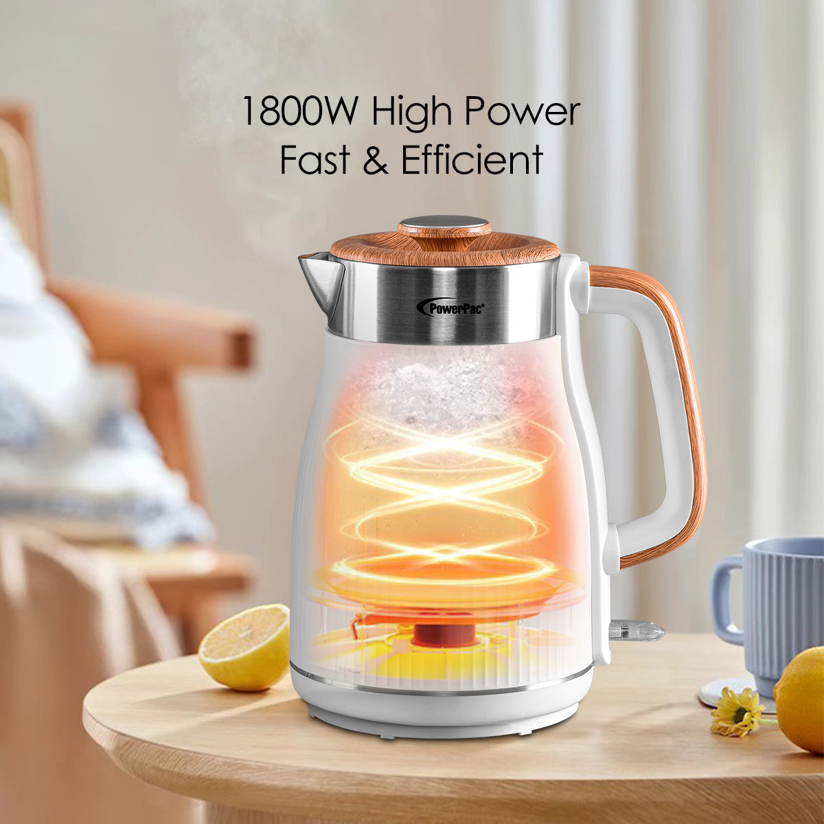 Cordless Kettle Jug, Electric Kettle Jug 1.8L Cool Touch Insulation (PPJ2030)White