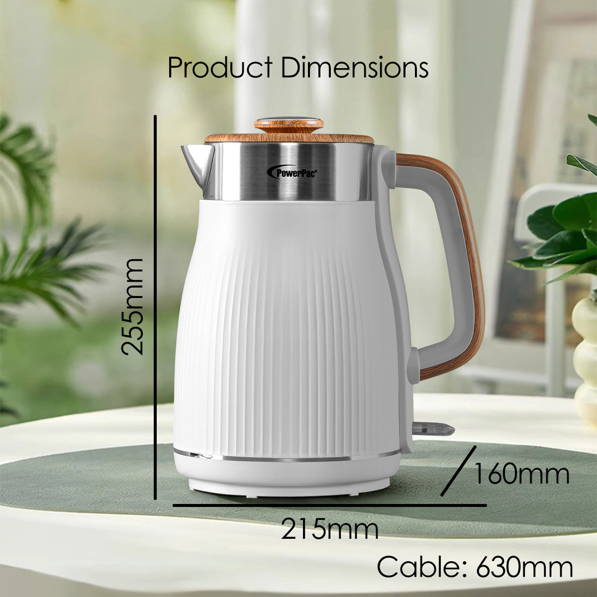 Cordless Kettle Jug, Electric Kettle Jug 1.8L Cool Touch Insulation (PPJ2030)White