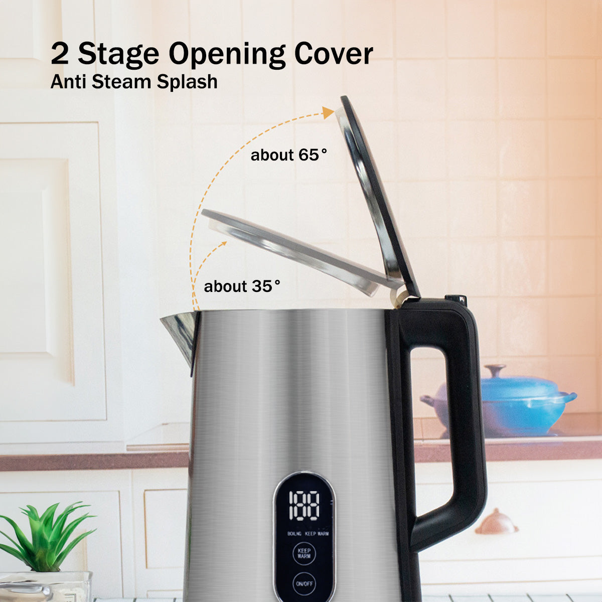 Digital Kettle, Electric Kettle, Cordless Kettle Jug 1.7L Stainless Steel (PPJ2032)