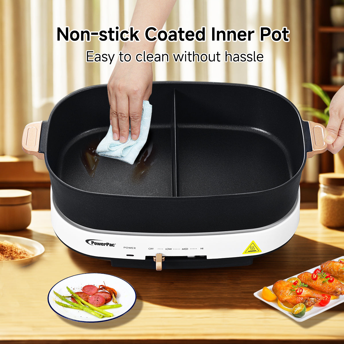 PowerPac Steamboat & Multi Cooker, Hot pot 4.5L with YuanYang Pot (PPMC768)