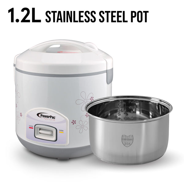 1.8L Rice Cooker with Stainless Steel Inner Pot Food Steamer (PPRC32) -  PowerPacSG